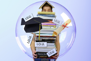 student lifting many books