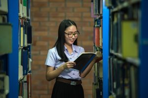 student reading